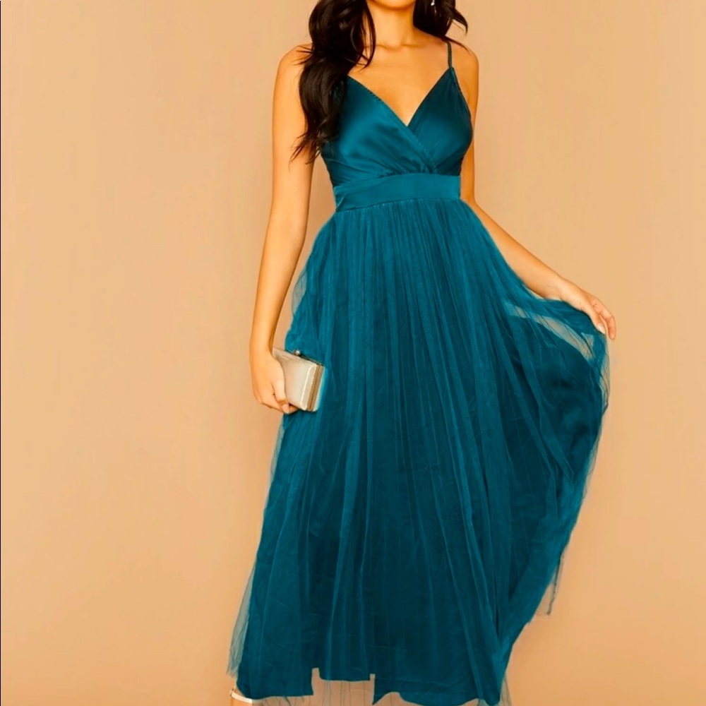 Peacock teal maxi dress plus size 18 or 3 X